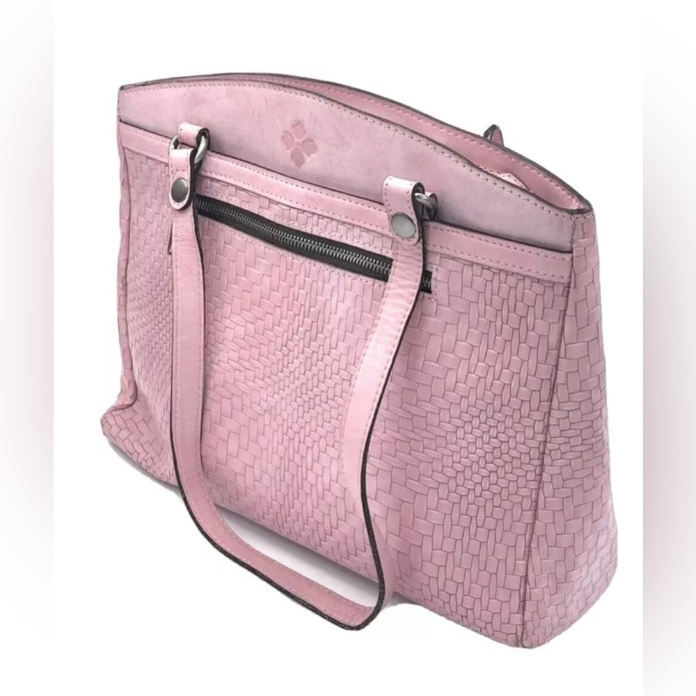 Patricia Nash Blush Pink Wavy Woven Embossed Leather Poppy Tote